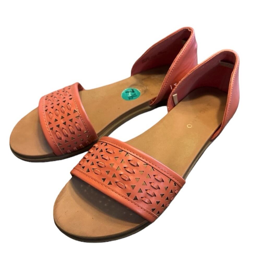 Andiamo Abailey Weave Flats/Sandals Salmon Peach 7.5/7.5W Boho Faux Leather Shoe